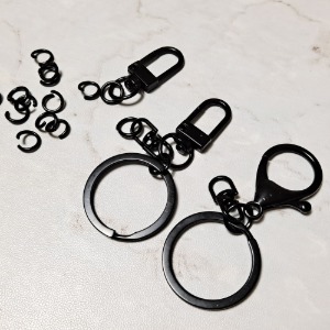 검정코팅 열쇠고리 3종 블랙 키링 부자재 열쇠고리만들기 재료